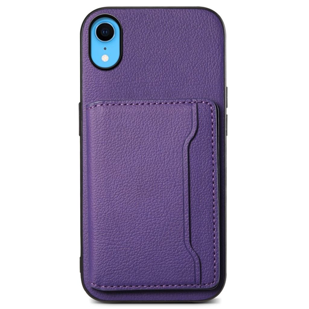 iPhone XR Skal Kickstand PU Leather with Card Holder – Purple