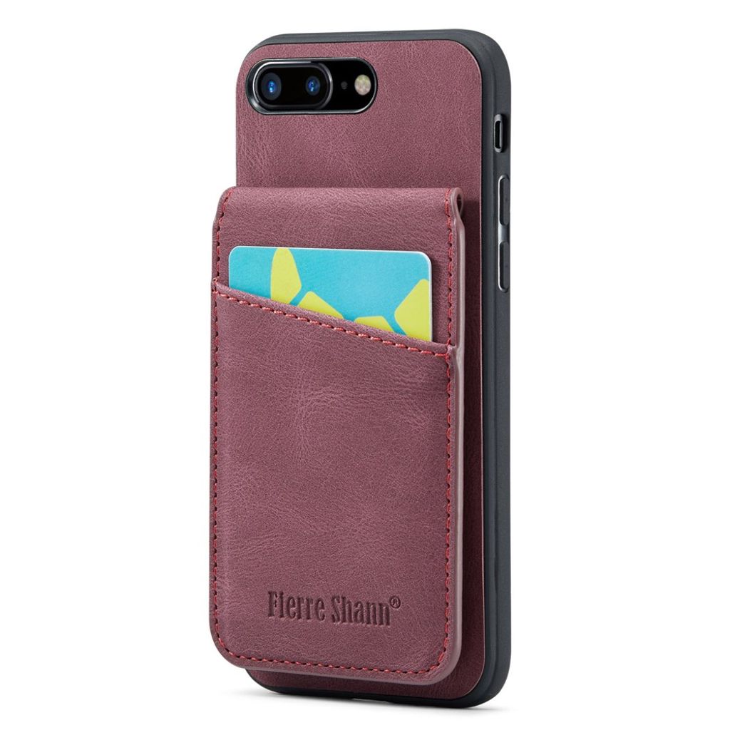 FIERRE SHANN iPhone 7 Plus / 8 Plus skal with kortfack – röd