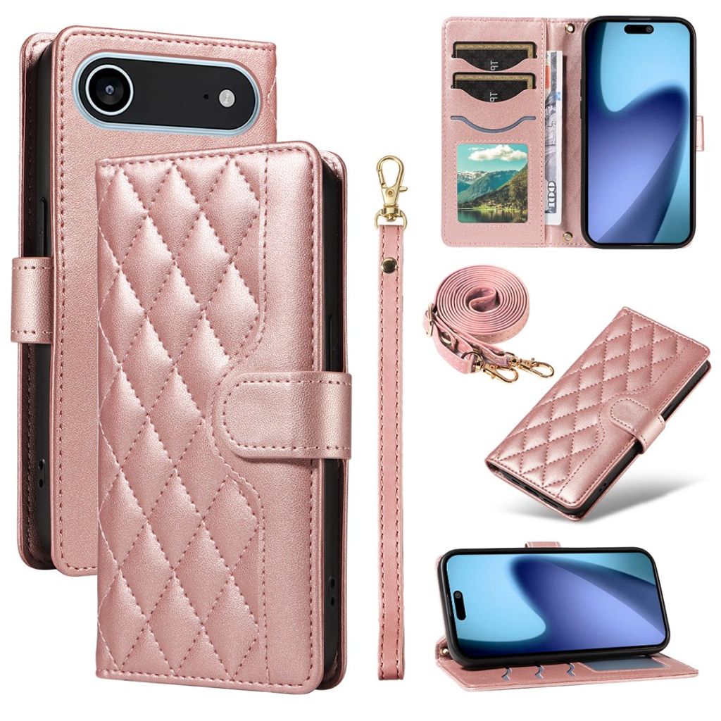 iPhone Air Wallet Fodral with strap - Rose Gold