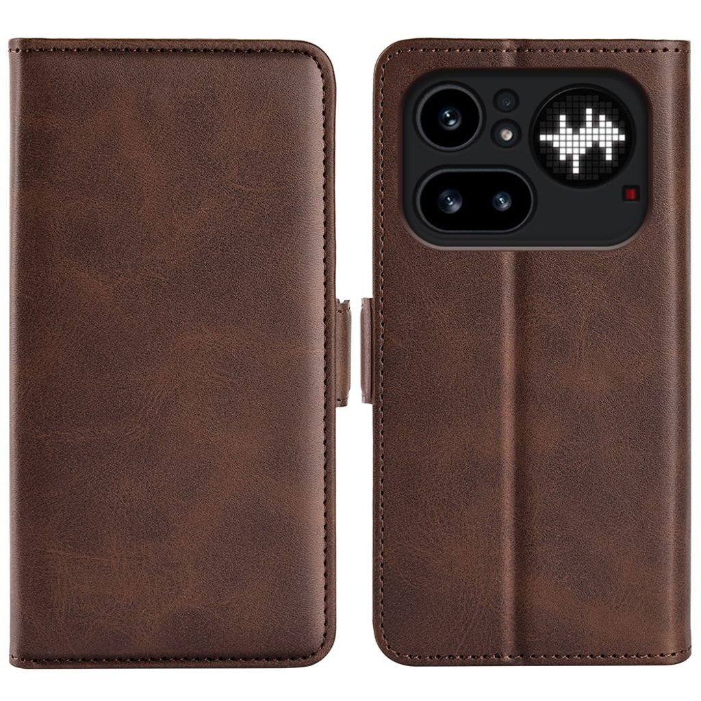 Nothing Phone (4a) Pro plånboksfodral Calf Texture PU Leather – brun