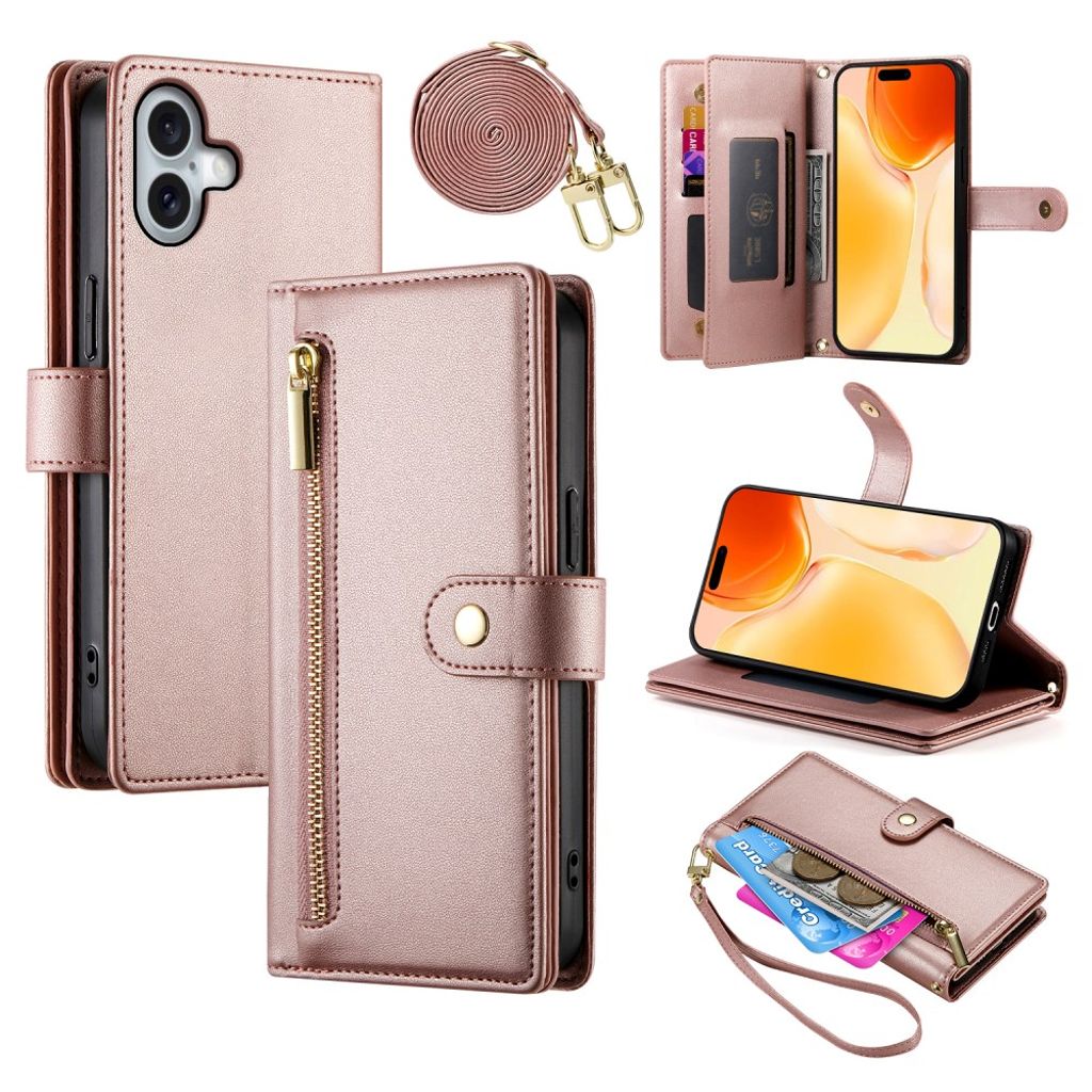iPhone 17 Wallet Fodral with carrying strap - Pink