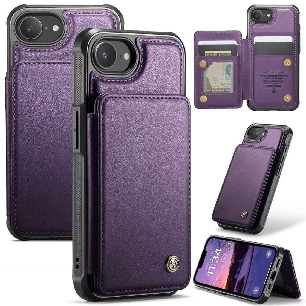 CASEME iPhone 17e/16e plånboksfodral RFID Blocking – lila