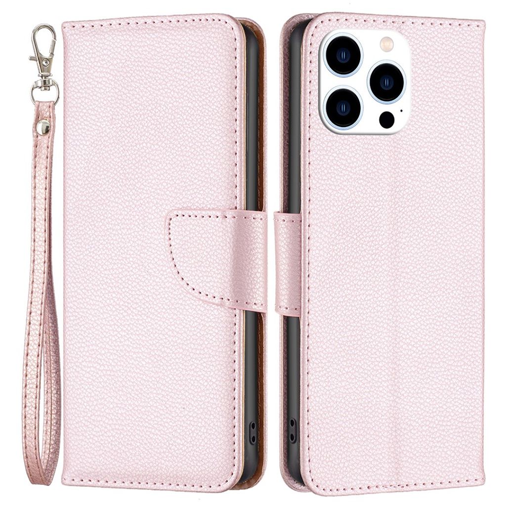 iPhone 16 Pro wallet cover with a stand - Rose Gold