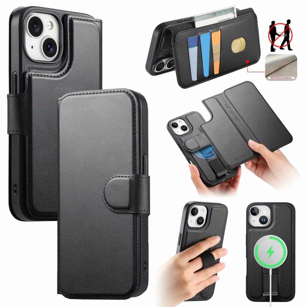 CASENEO iPhone 15 MagSafe Wallet Cover - Black
