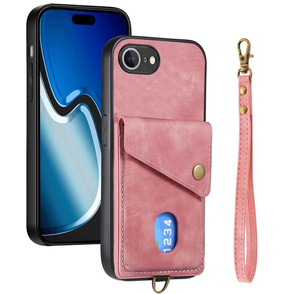 iPhone 17e/16e Skal with Card Holder - Pink