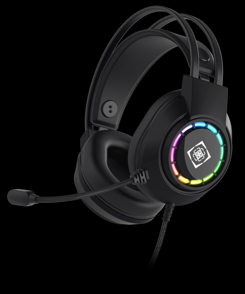 Deltaco Gaming DH220 stereo headset, USB, RGB - svart