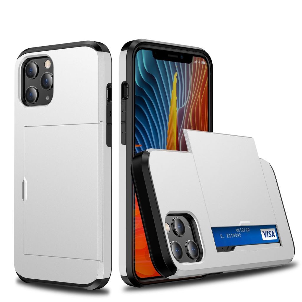 IPhone 12 Pro Max skal with slide card holder – vit