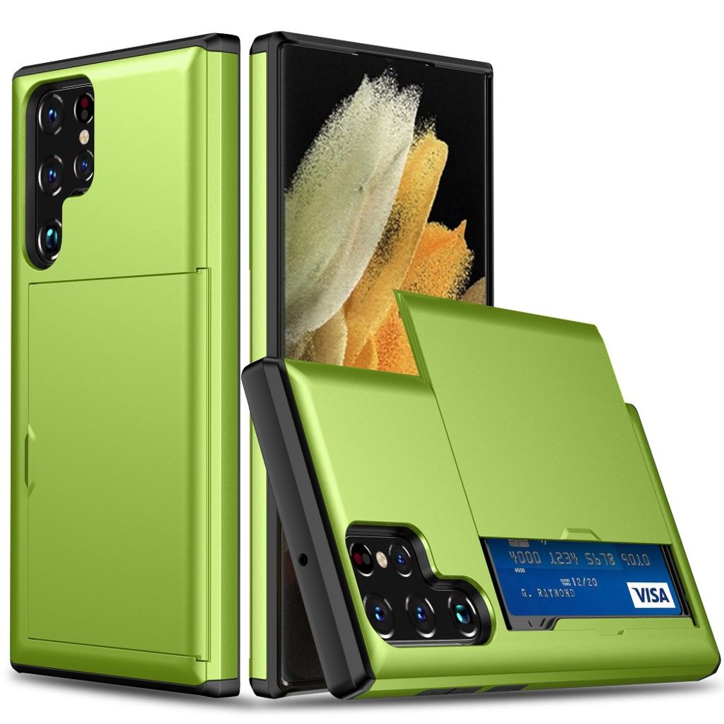 Samsung Galaxy S23 Ultra case with slide card holder - Green