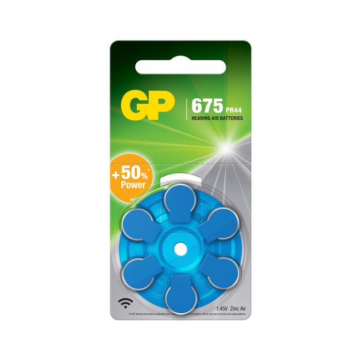 GP ZA 675-D6/ PR44 hearing aid battery - 6 Pack 