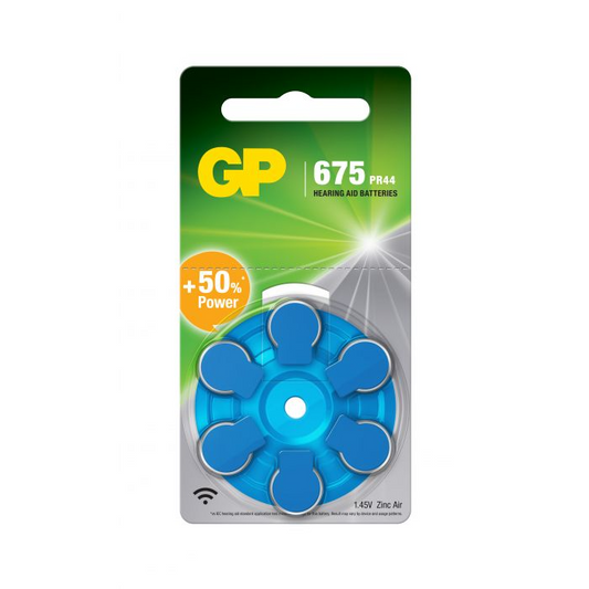 GP ZA 675-D6/ PR44 hearing aid battery - 6 Pack 