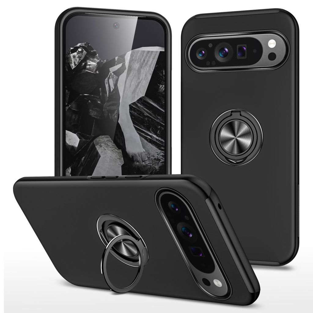Google Pixel 9 / 9 Pro skal with magnetiskt rotary ring – svart