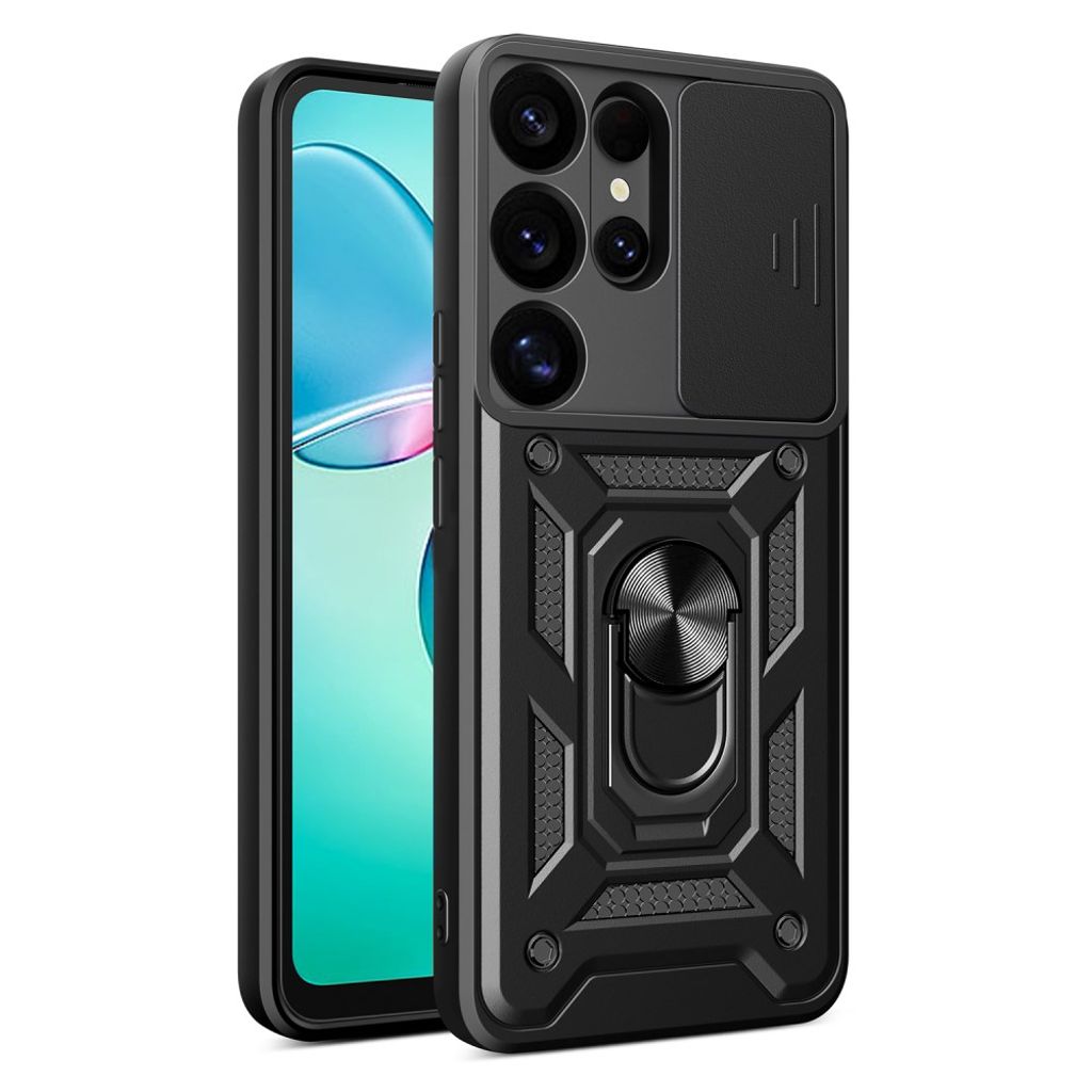 Samsung Galaxy S25 Ultra skal with Camera fodral and stativ – svart