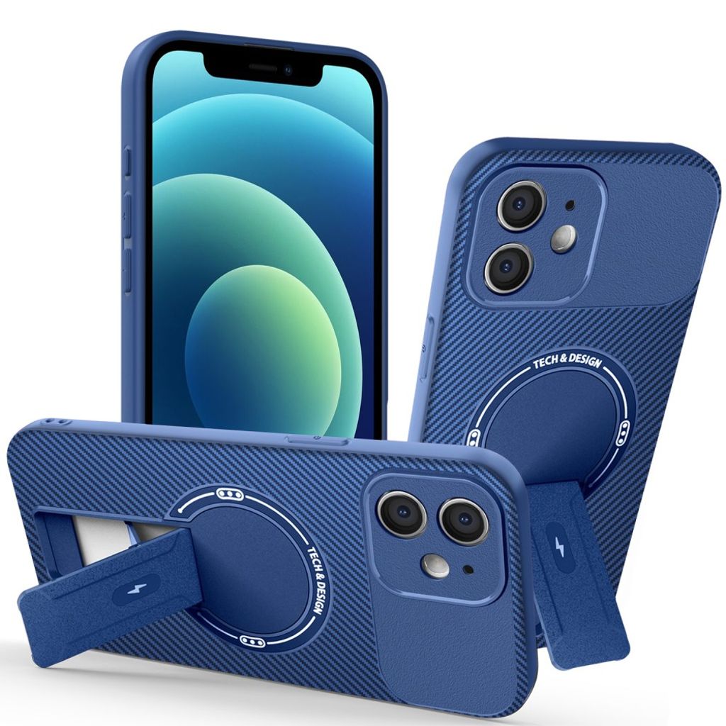 IPhone 12 skal with stativ – blå