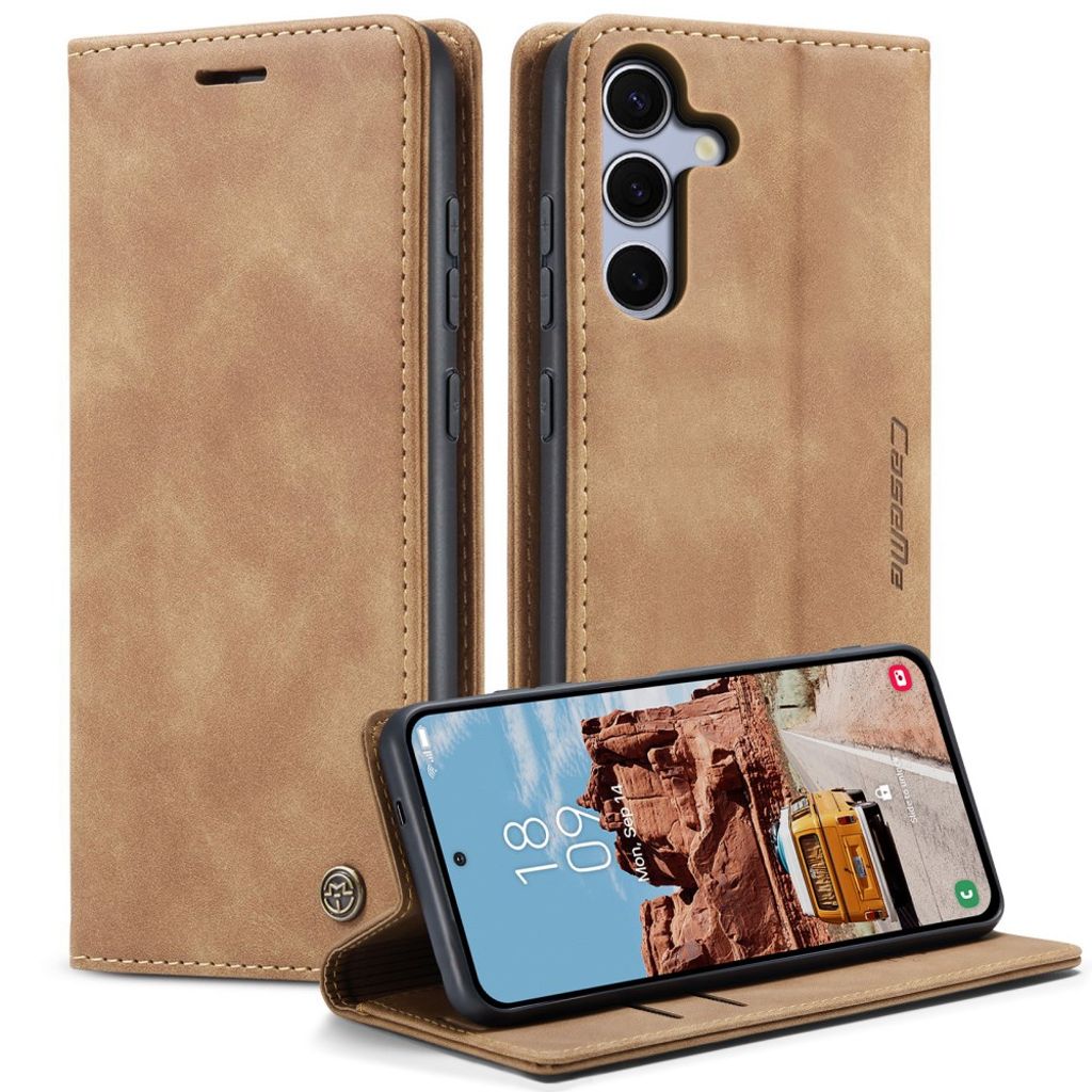 CASEME Samsung Galaxy S25 FE plånboksfodral with kortfack - brun