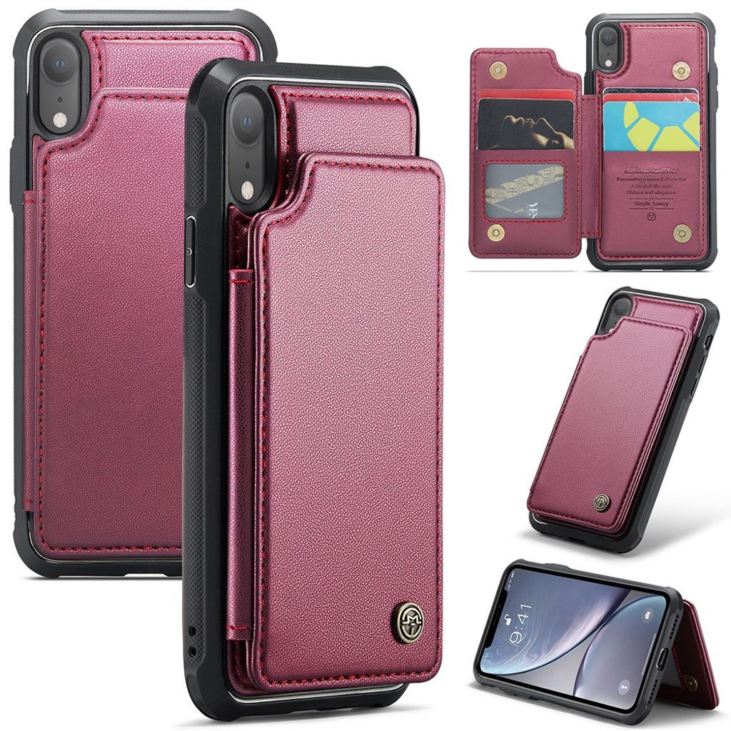 CASEME C22 plånboksfodral for iPhone XR with RFID Blocking – röd