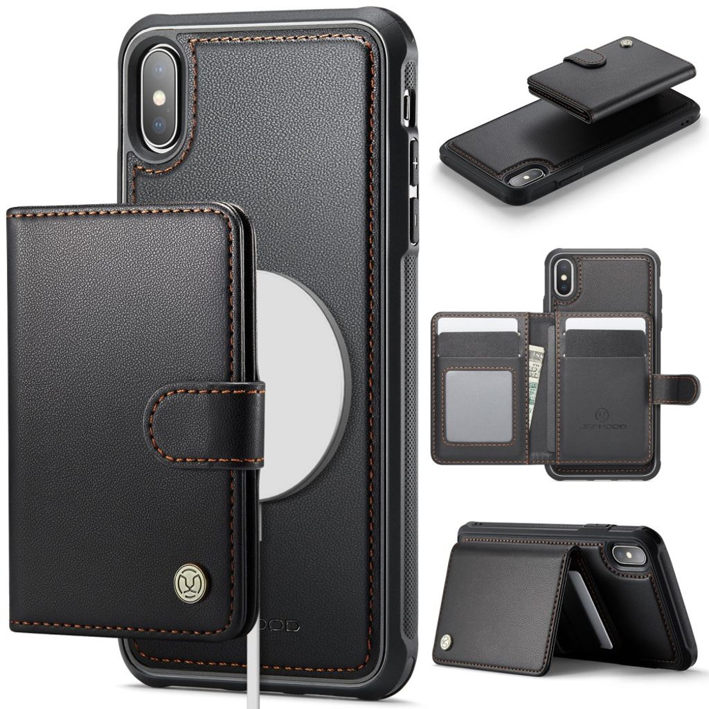 JEEHOOD iPhone XS Max plånboksfodral RFID Blocking MagSafe – svart