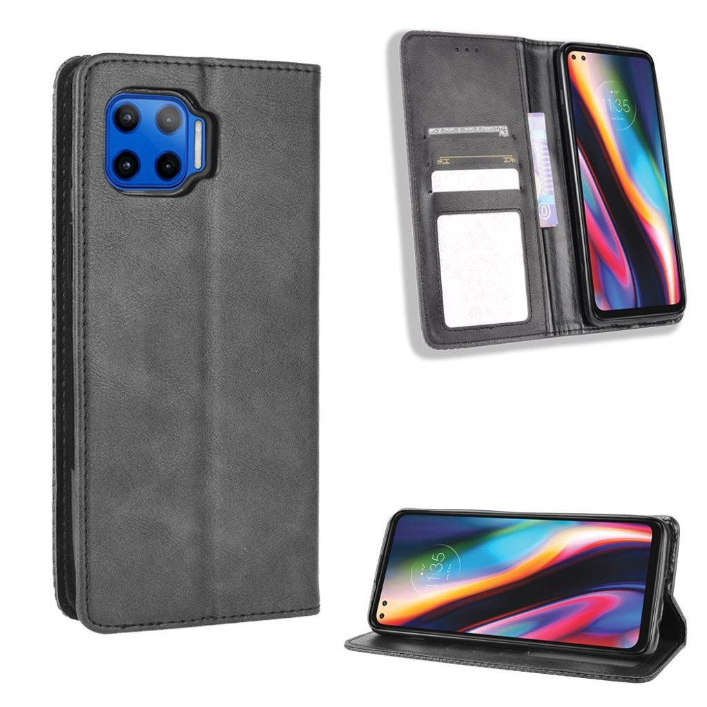 Motorola Moto G 5G Plus Vintage Style fodral – svart