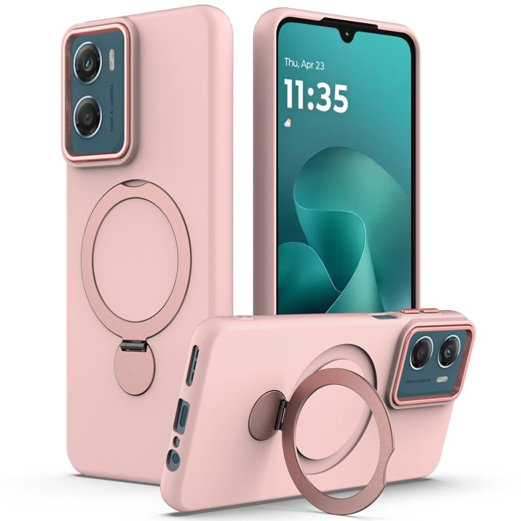 Motorola Moto G06 Power 4G/G06 4G skal Ring stativ MagSafe Compatible – rosa