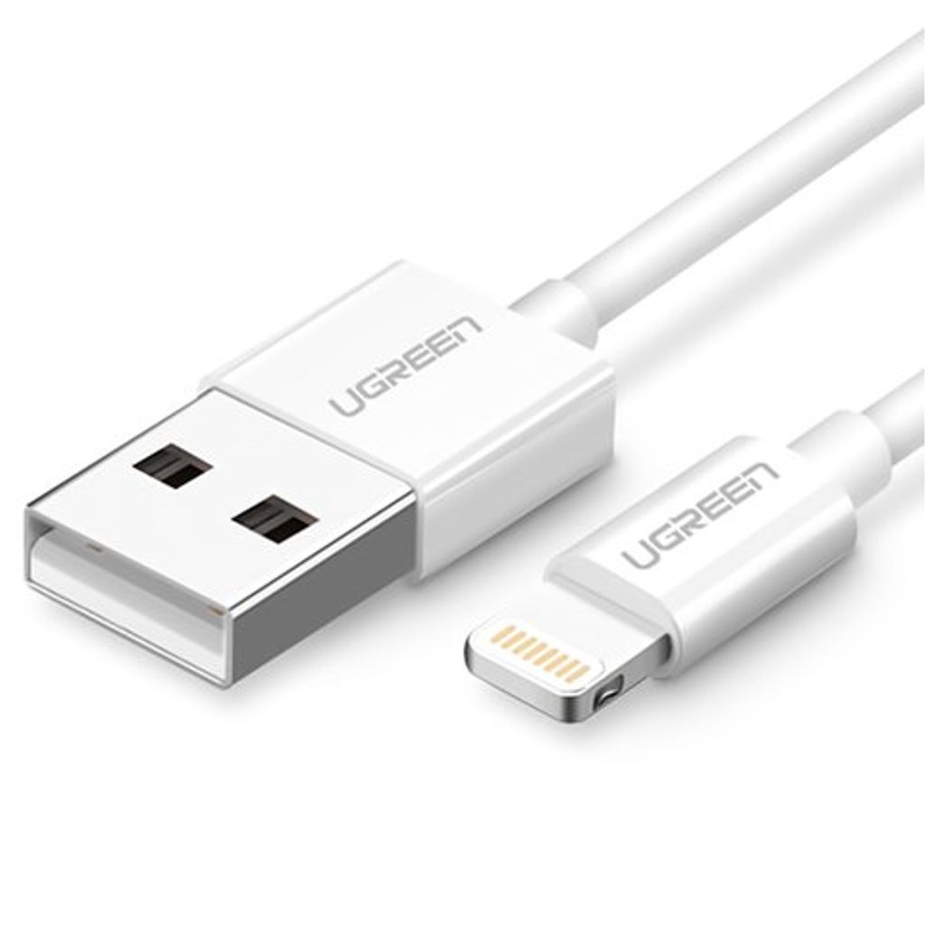 Ugreen USB-A to Lightning MFI kabel, 2.4A, 2m - vit