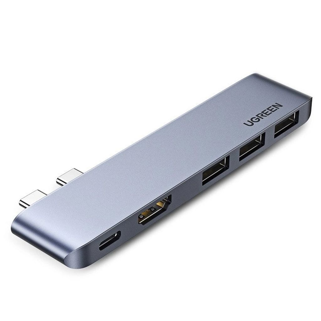Ugreen Hub 2xUSB-C to USB-C PD / HDMI / 3x USB 3.0 till MacBook Pro / Air – grå