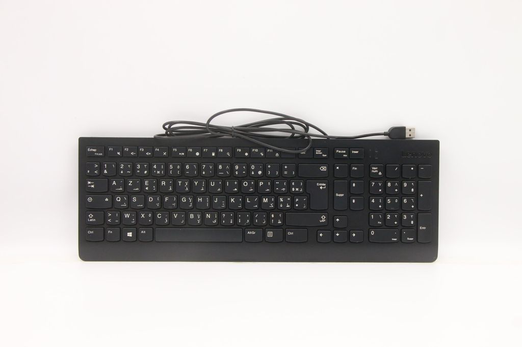 Lenovo External Keyboard (USB, Arabic/French, Black, Non-Backlit)