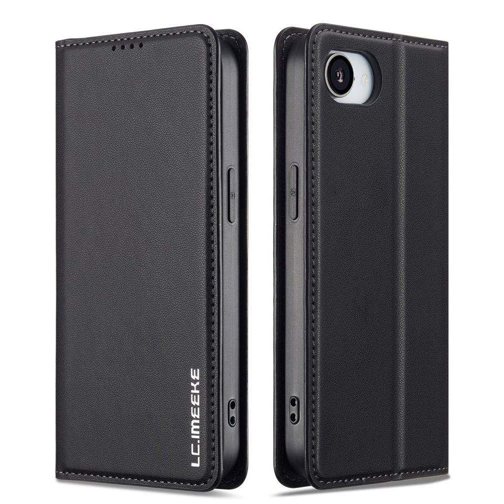 LC.IMEEKE iPhone 17e/16e Wallet Fodral Stand PU Leather - Black