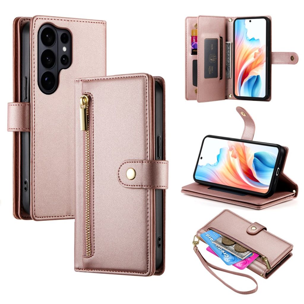 Samsung Galaxy S26 Ultra plånboksfodral with Detachable Straps – rosa