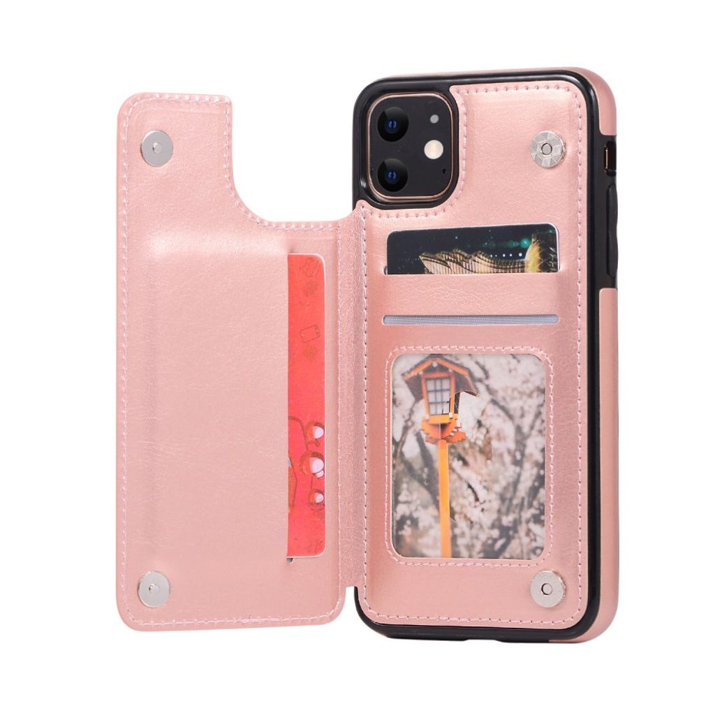 IPhone 11 skal with kortfack – roséguld