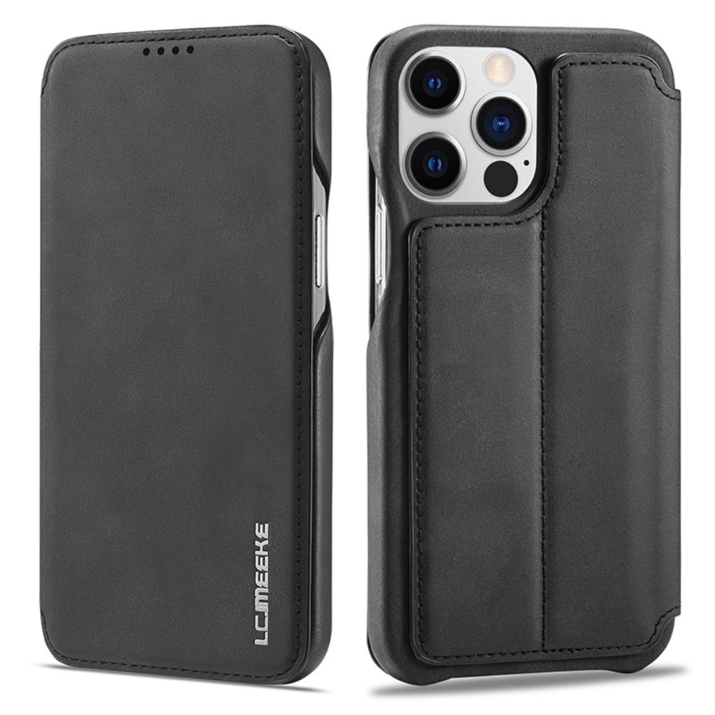 LC.IMEEKE iPhone 15 Pro Wallet Fodral Stand Card Holder - Black