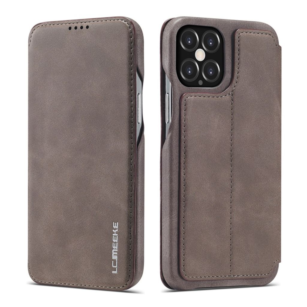 LC.IMEEKE iPhone 12 Pro / 12 plånboksfodral med stativ - grå