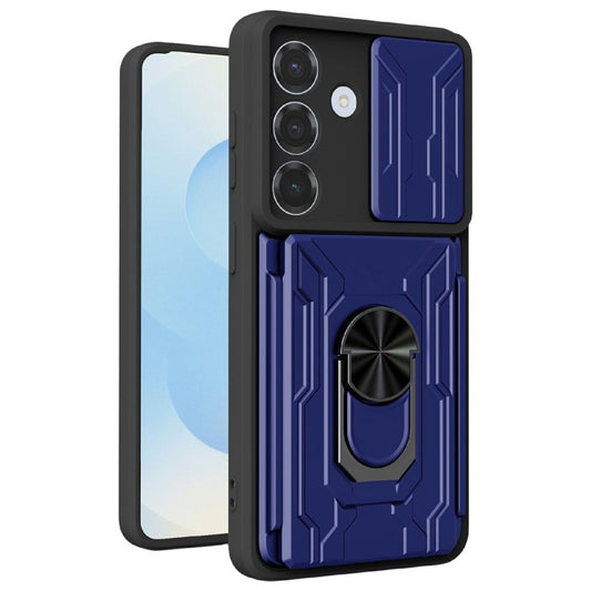 Samsung Galaxy A37 5G Case Kickstand Camera Slider Card Holder - Blue