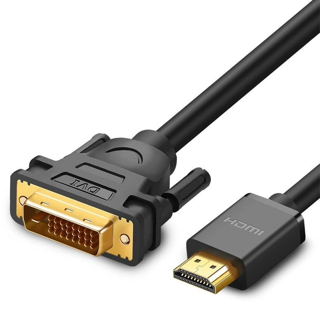 Ugreen DVI 24 + 1 pin (male) to HDMI (male) cable adapter, FHD, 60Hz, 1.5 m - Black