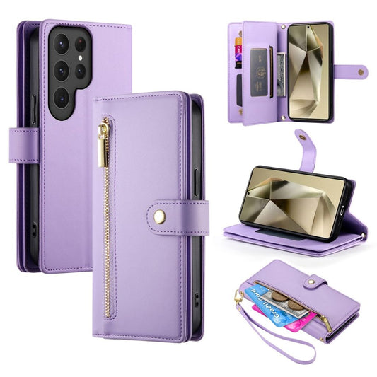 Samsung Galaxy S25 Ultra Wallet Cover with Strap - Purple