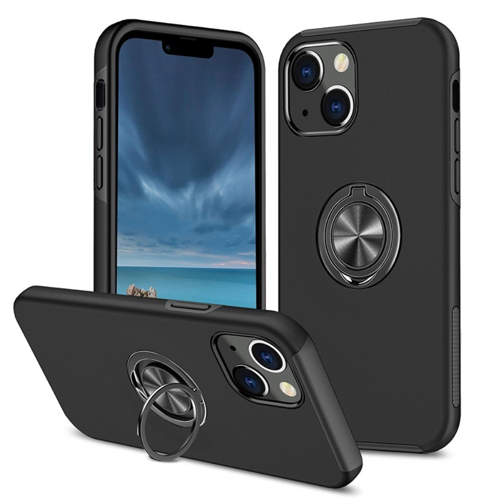 Skyddsskal with ring holder for iPhone 14 – svart