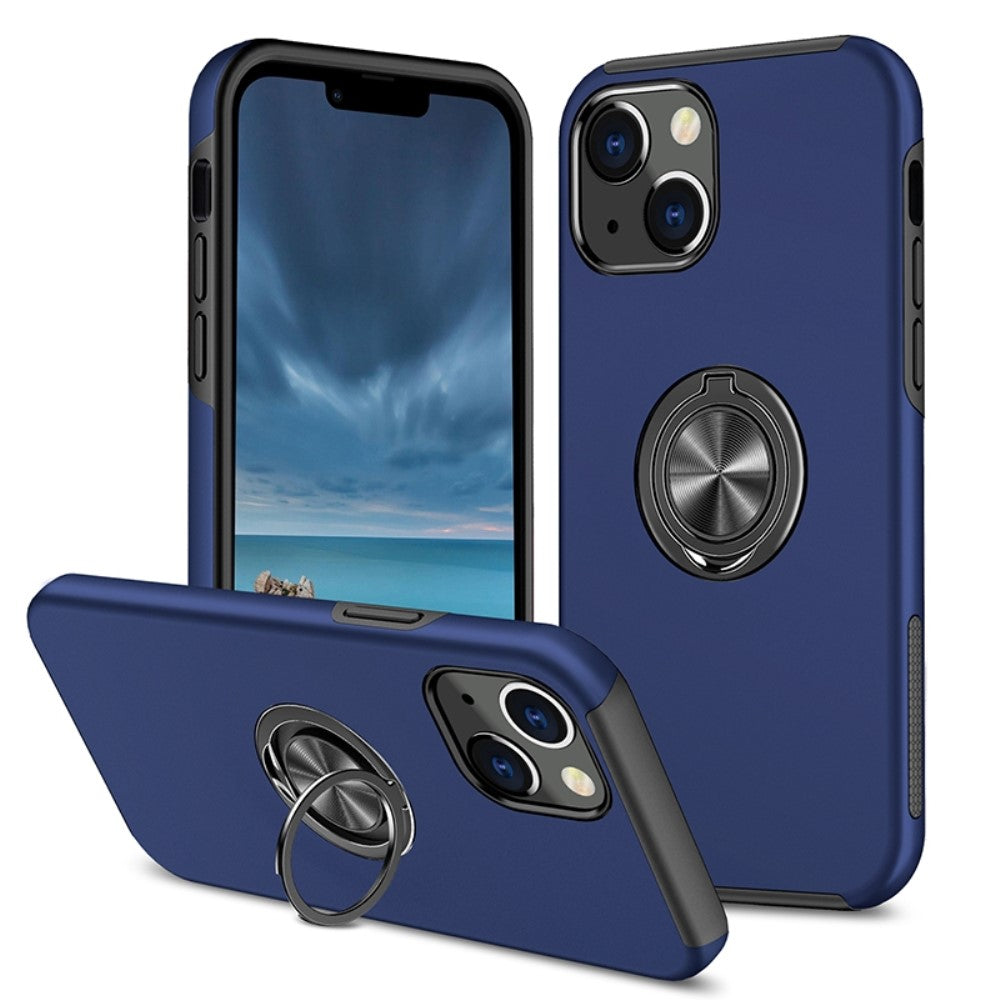 Skyddsskal with ring holder for iPhone 14 – blå