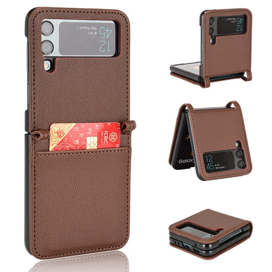 Samsung Galaxy Z Flip4 5G Shockproof Case with Card Slot - Brown