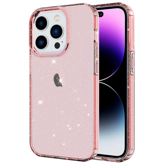 IPhone 14 Pro Max Glitter Powder case - Transparent Pink