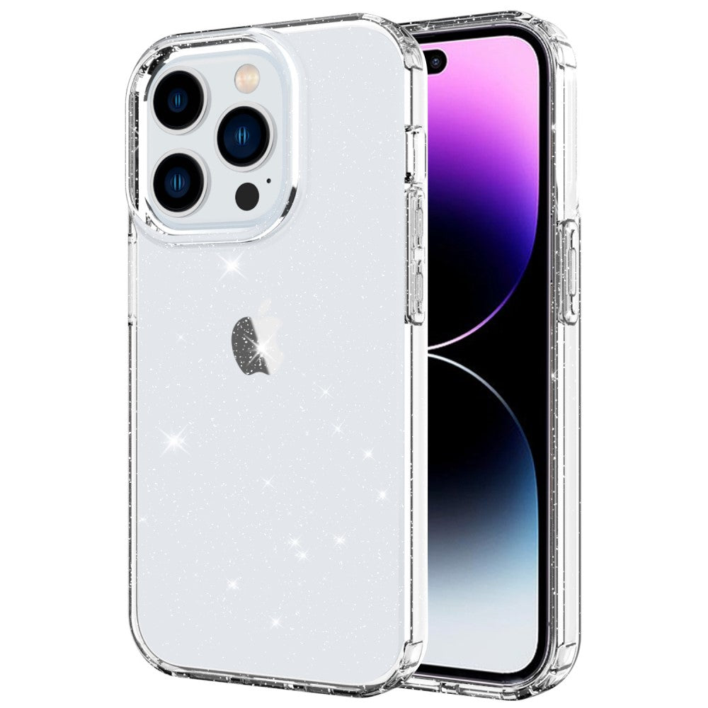 IPhone 14 Pro Max Glitter Powder skal - Transparent