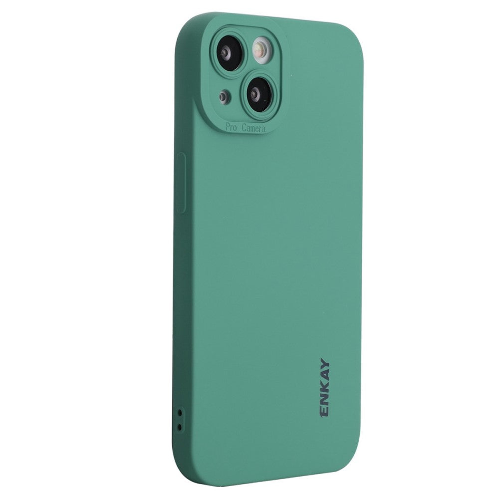 ENKAY HAT PRINCE iPhone 14 Solid Color Liquid Silicone skal - Blackish grön
