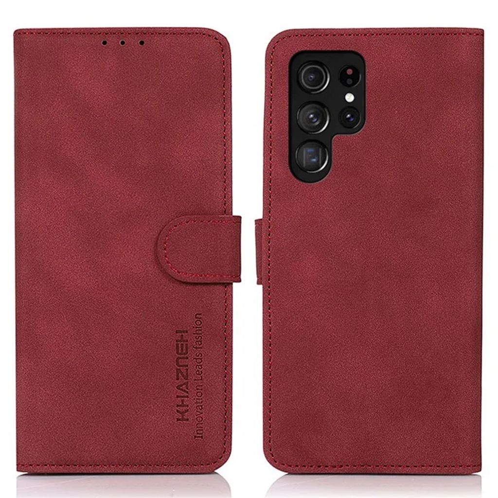 KHAZNEH Samsung Galaxy S25 Ultra plånboksfodral with stativ – röd