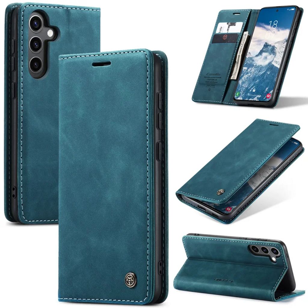 CASEME Samsung Galaxy S24 FE Matte leather imitation Wallet Cover - Blue