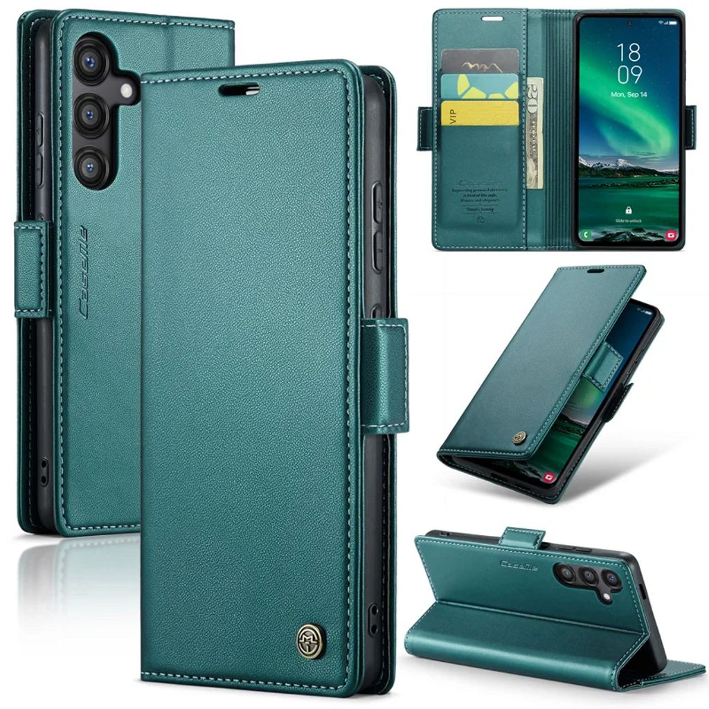CASEME Samsung Galaxy S24 FE RFID blocking plånboksfodral – grön