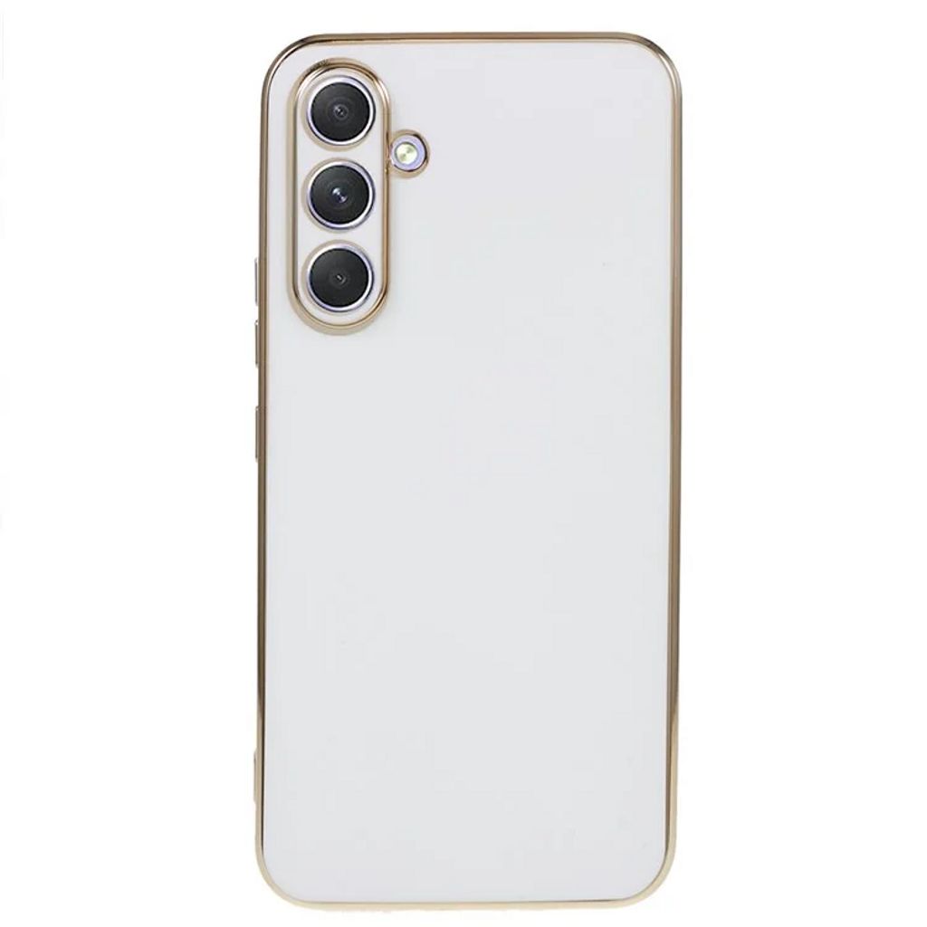Samsung Galaxy S25 skal with guld Details – vit