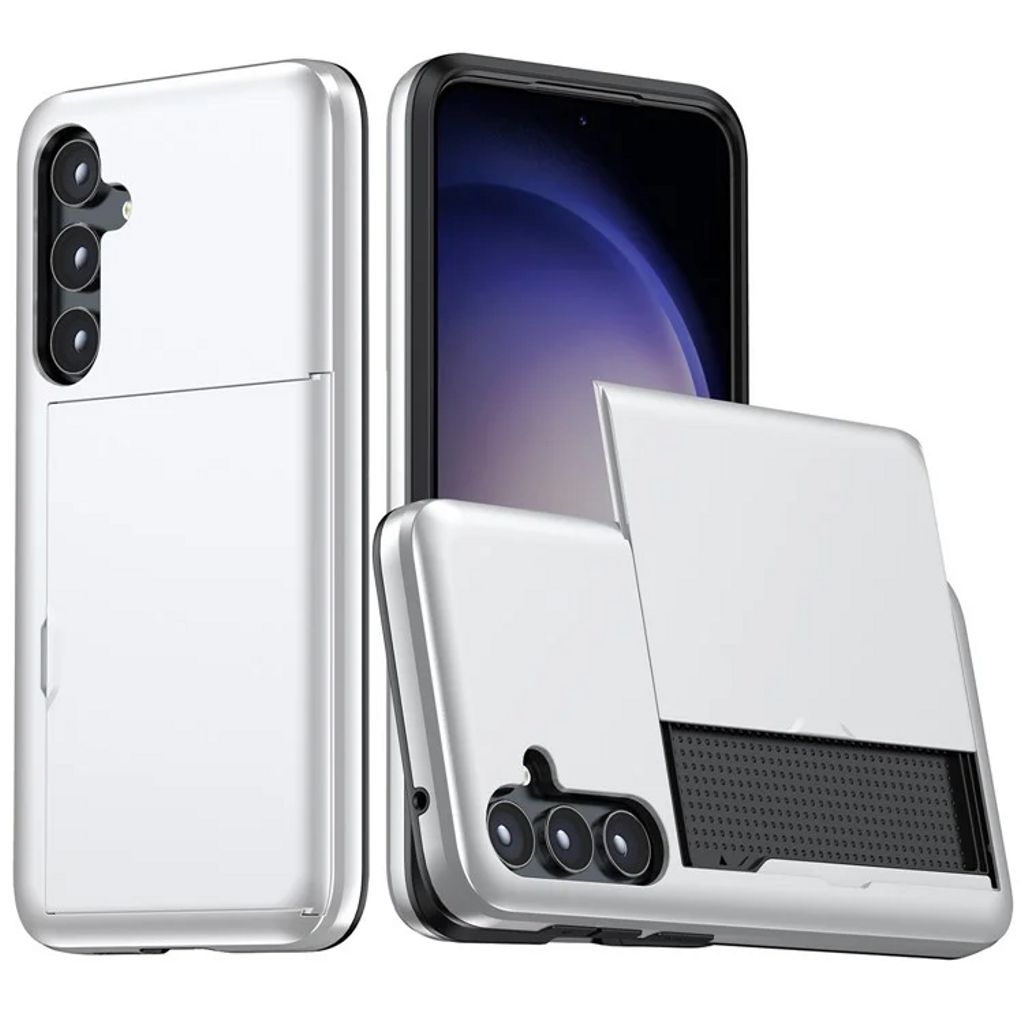 Samsung Galaxy S25 Case with Card Holder - Silver