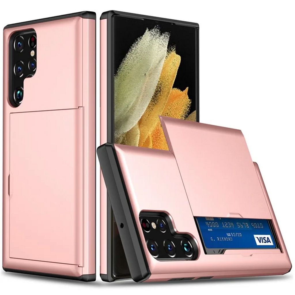 Samsung Galaxy S25 Ultra skal with Card Holder – roséguld