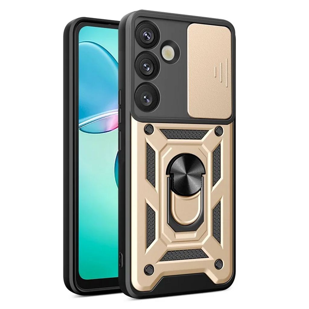 Samsung Galaxy S25 Plus Case with Camera Cover and Stand - Gold