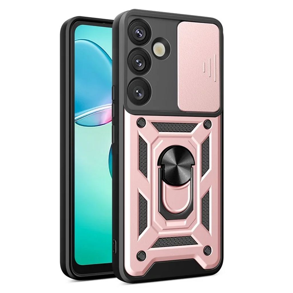 Samsung Galaxy S25 Case with Camera Cover and Stand - Rose Gold