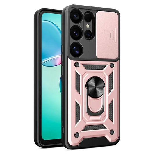 Samsung Galaxy S25 Ultra Case with Camera Cover and Stand - Rose Gold
