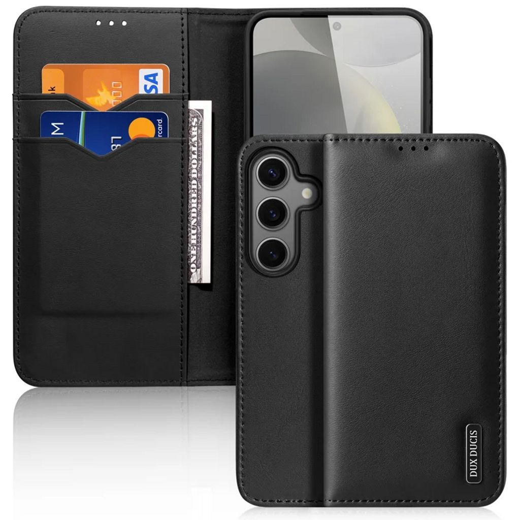 DUX DUCIS Samsung Galaxy S25 Leather plånboksfodral – svart