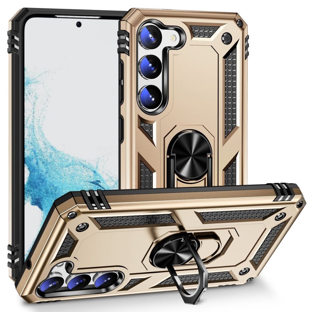 Samsung Galaxy S23 case with a metal ring - Gold